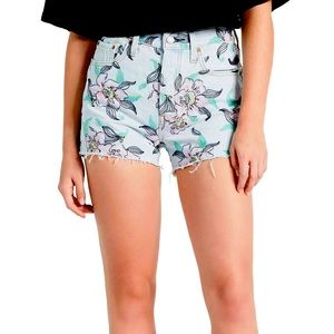 Levi’s High Rise Floral Embroidered Denim 501 Shorts
